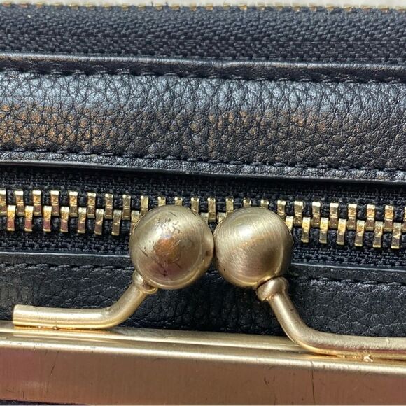 Silpada Zip Around Wristlet Black Leather With Cow Fur Accent - Picture 12 of 15